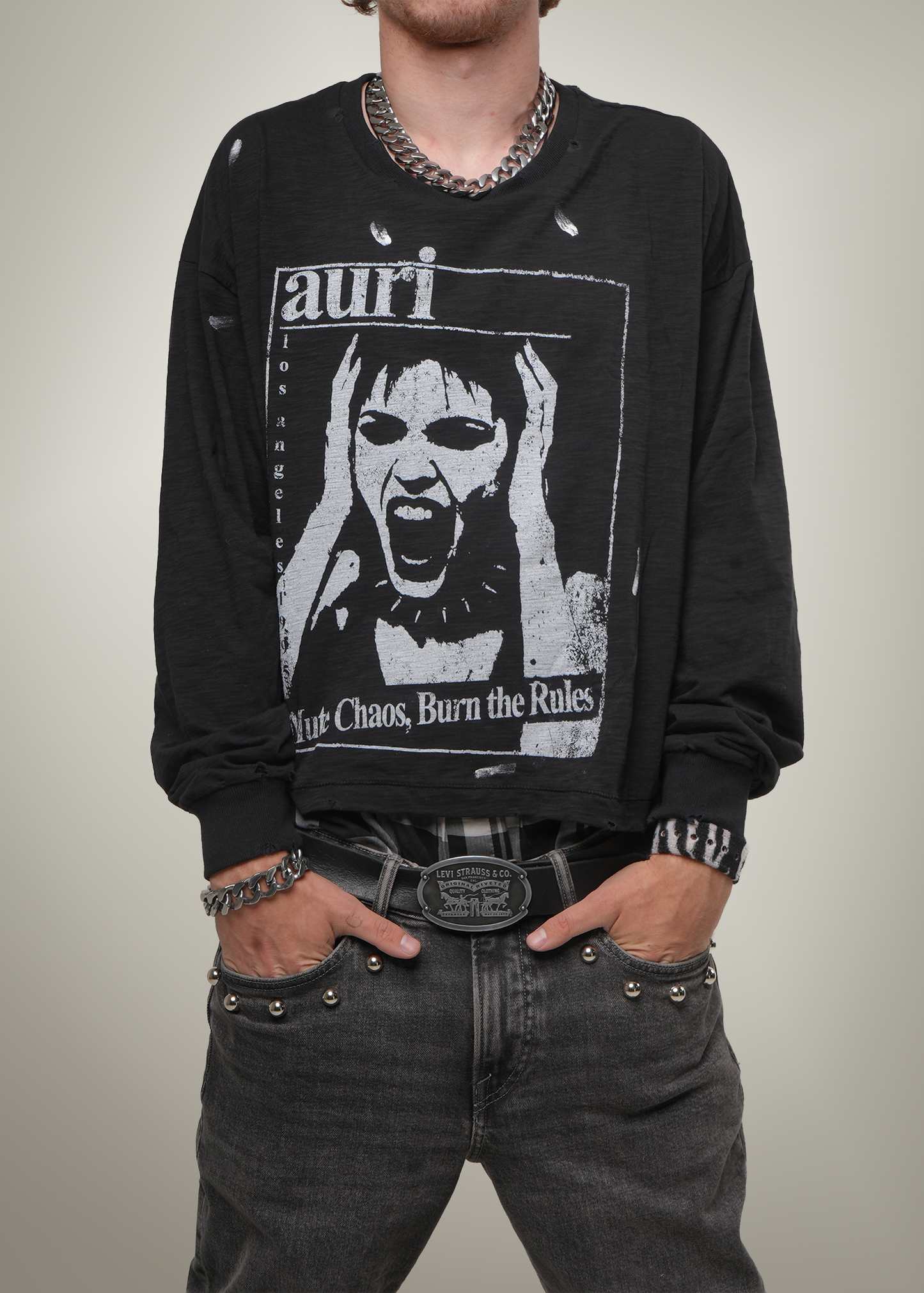 BLACK "CHAOS" L/S TEE