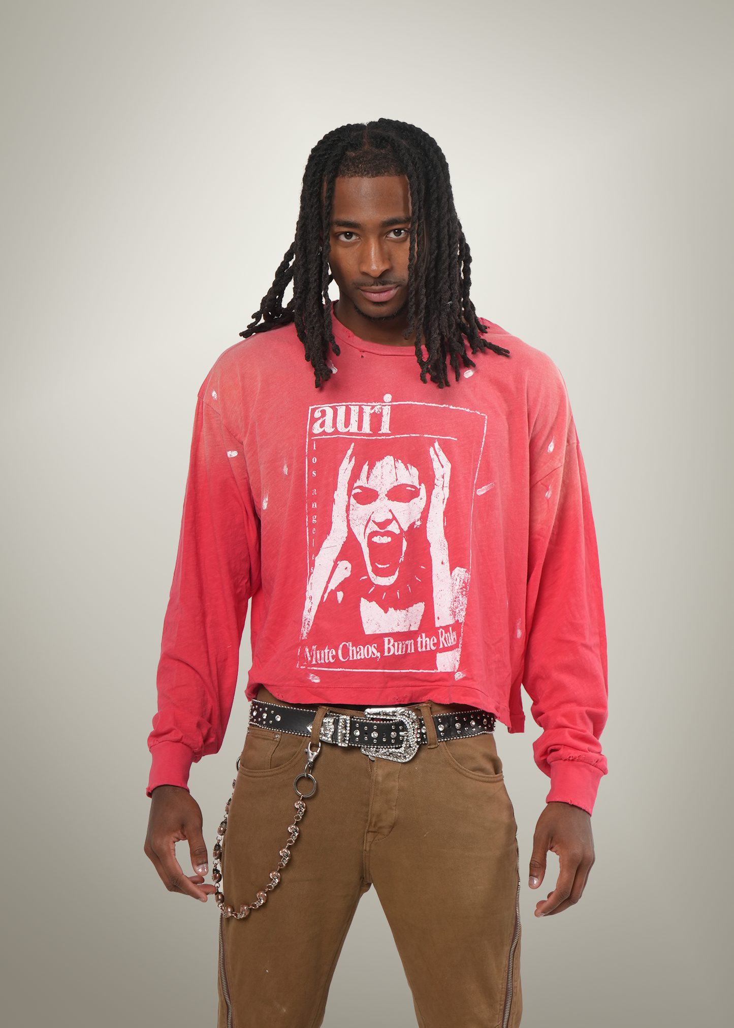RED "CHAOS" L/S TEE