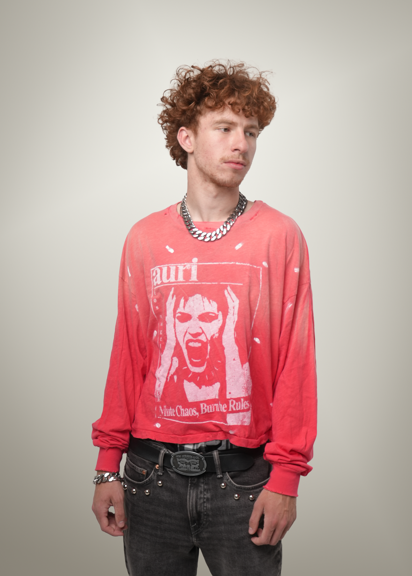 RED "CHAOS" L/S TEE